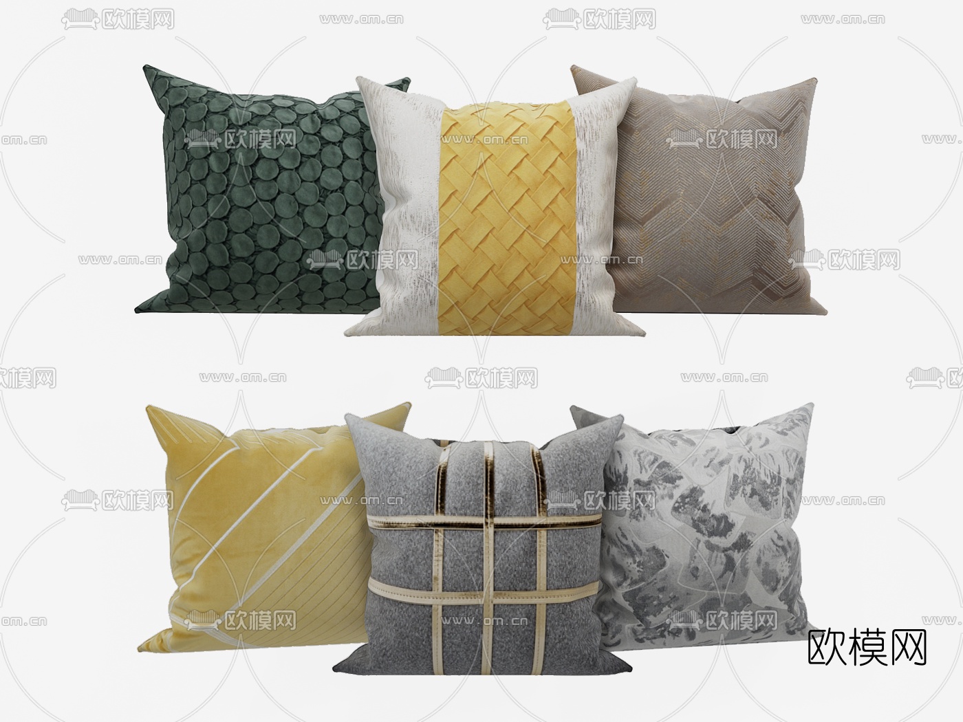 现代布艺抱枕3d模型下载