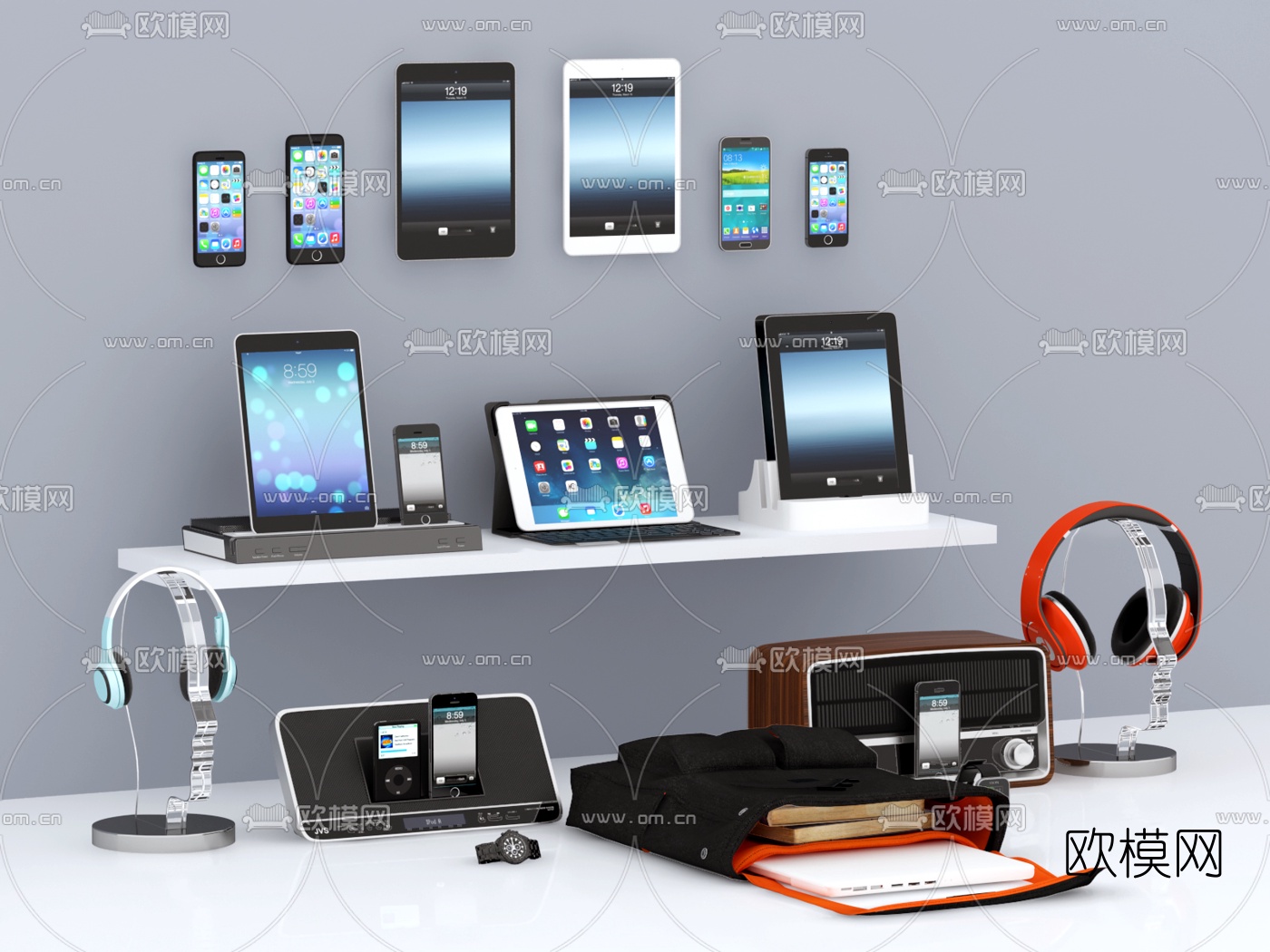 现代简约手机耳机3d模型