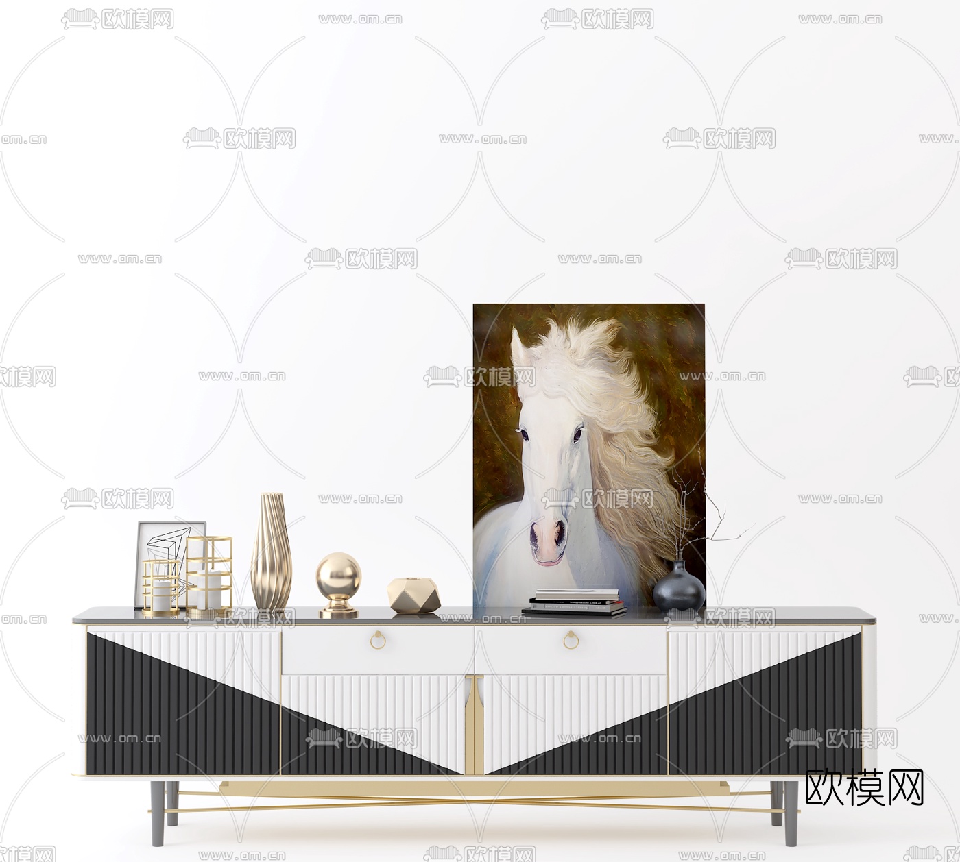 现代轻奢电视柜3d模型