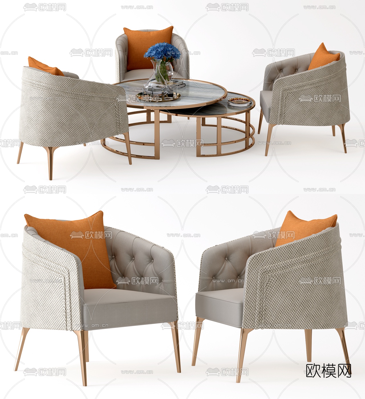 后现代布艺休闲椅3d模型下载