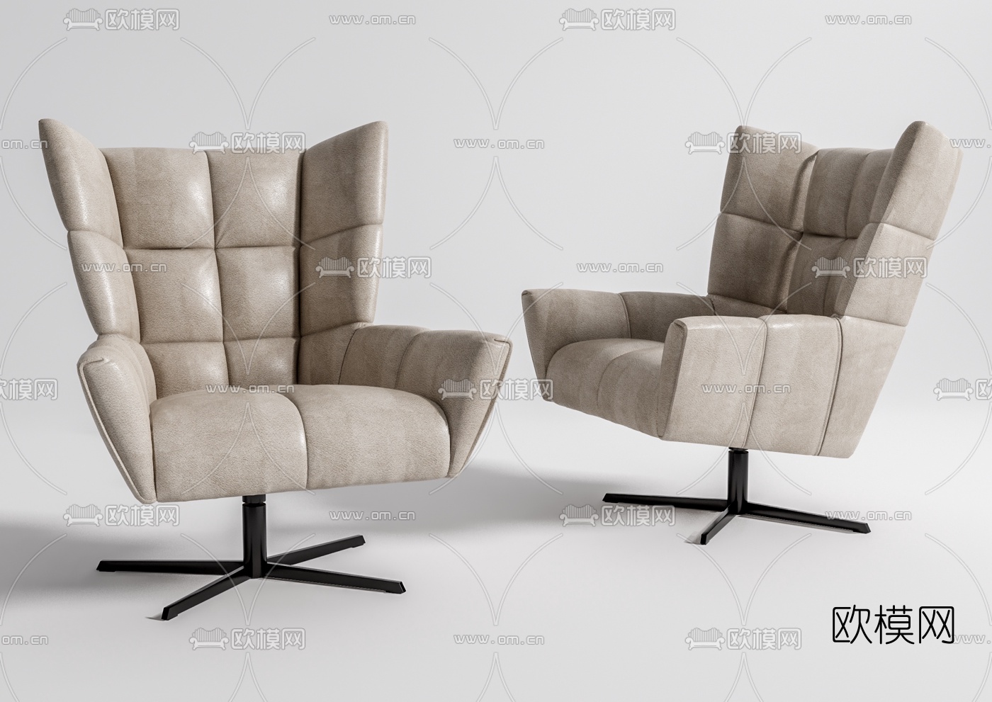 现代布艺休闲椅su模型下载（渲染图1）