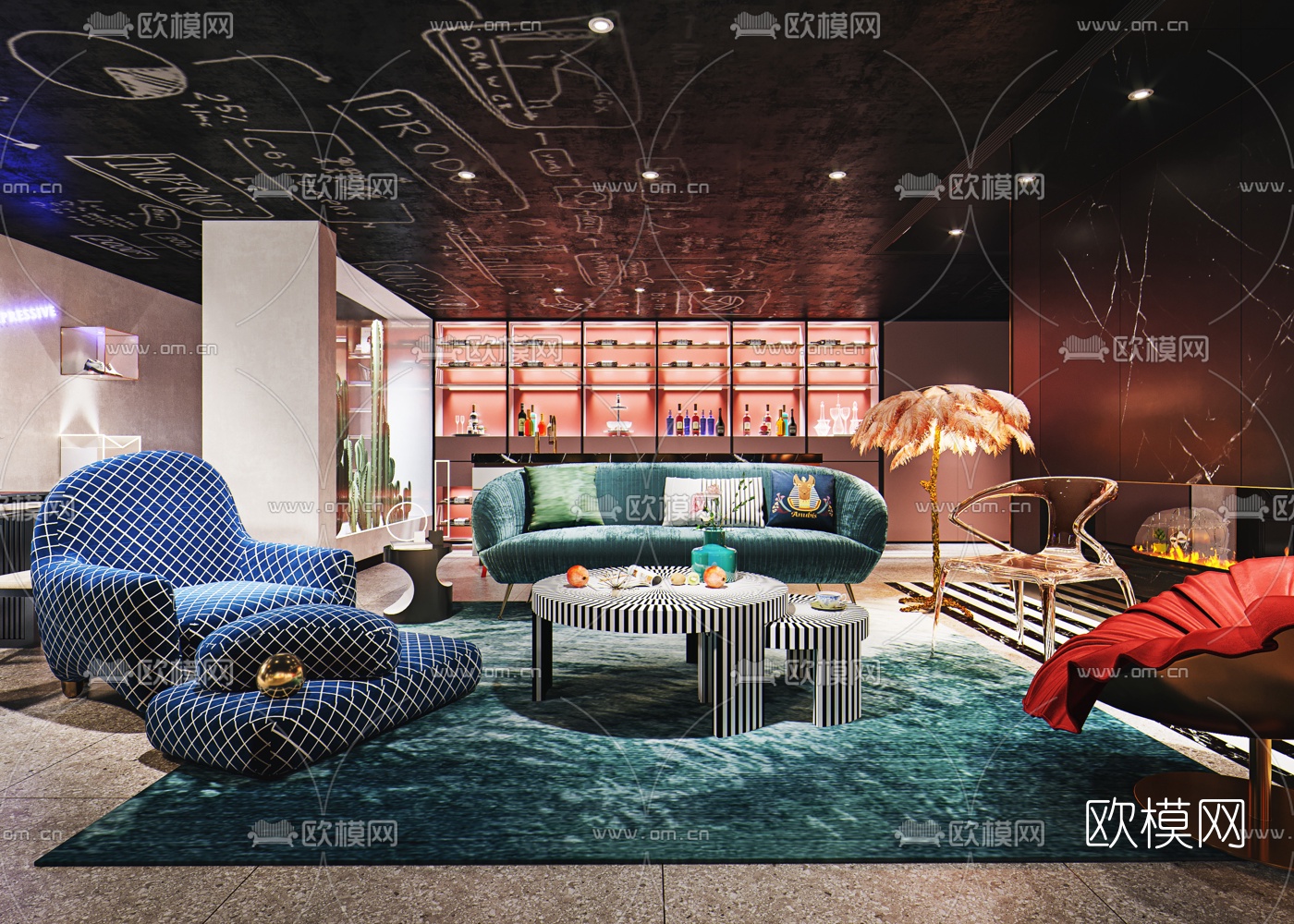 工业风休息娱乐室3d模型