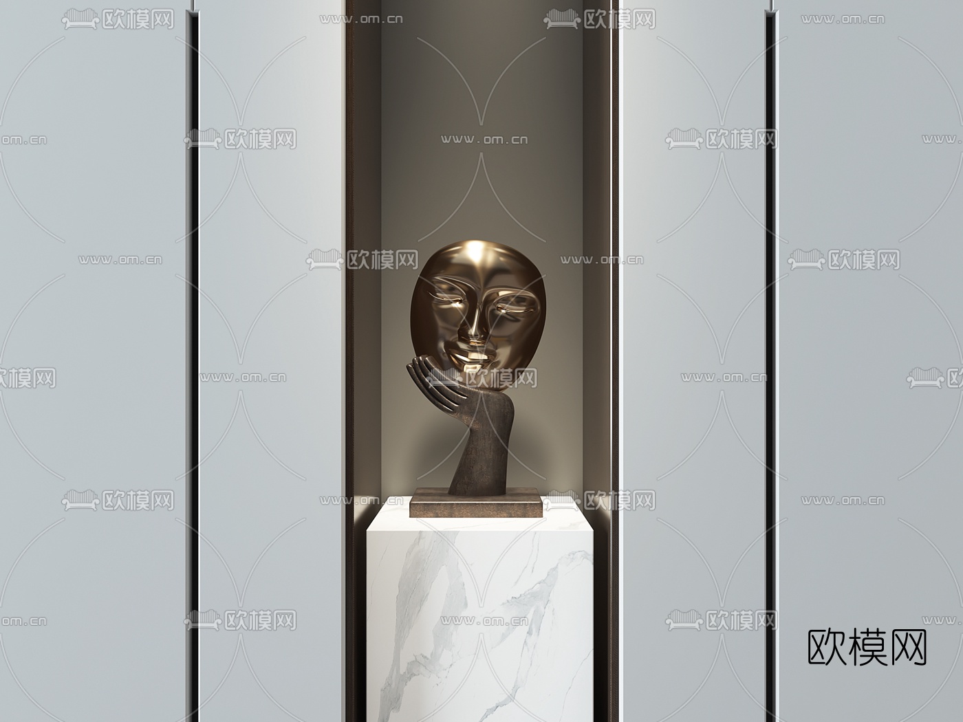 现代人脸雕塑摆件3d模型