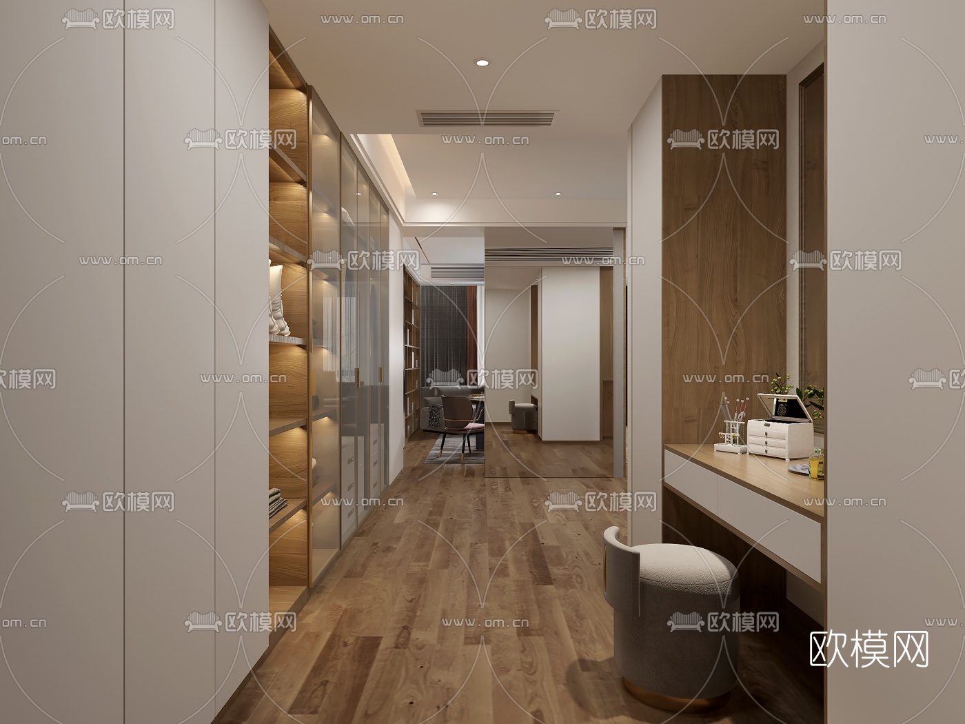 现代卧室书房衣帽间3d模型