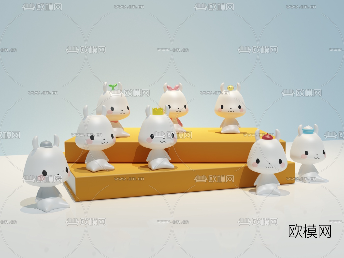 北欧小白兔公仔玩偶3d模型下载（渲染图2）