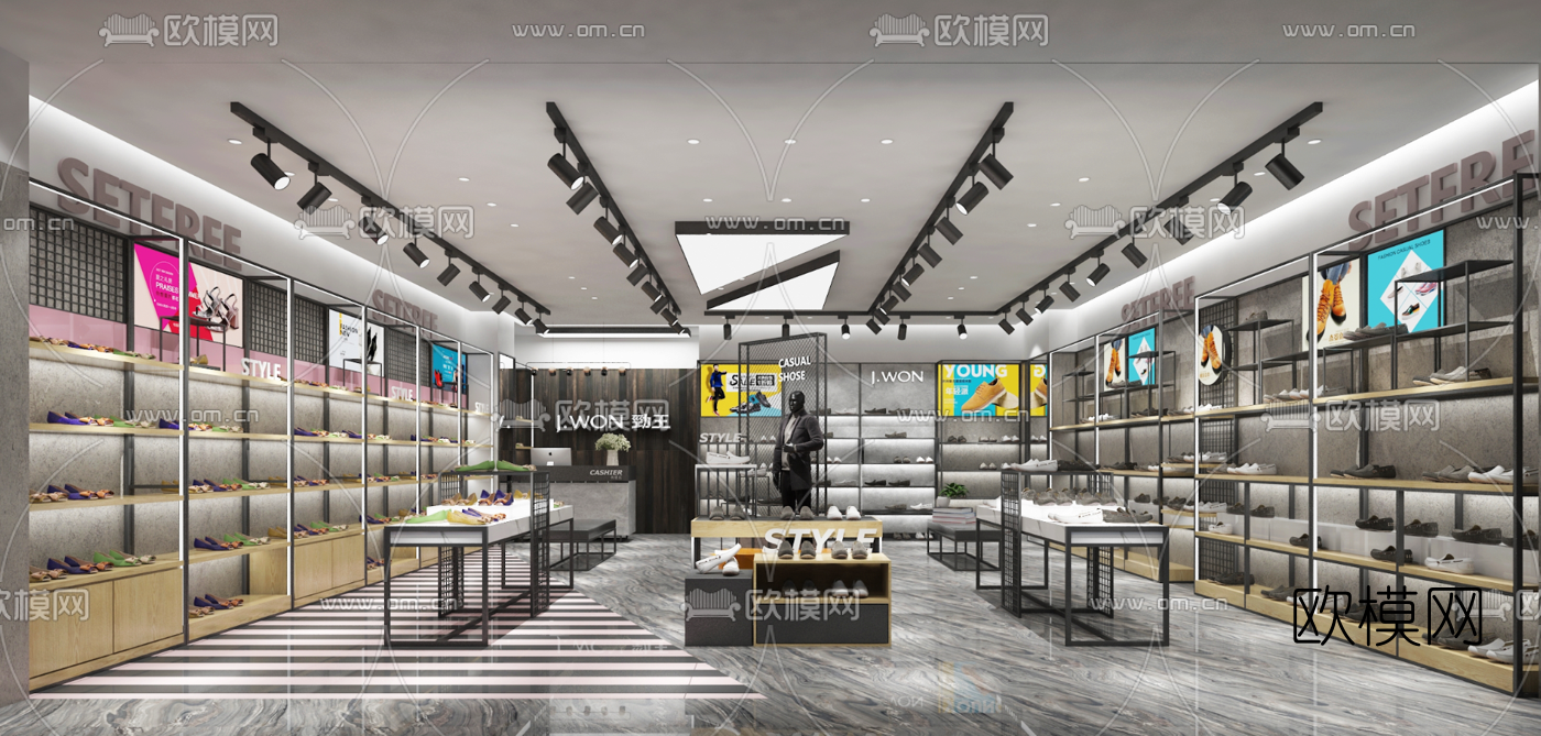 工业风鞋子专卖店3d模型