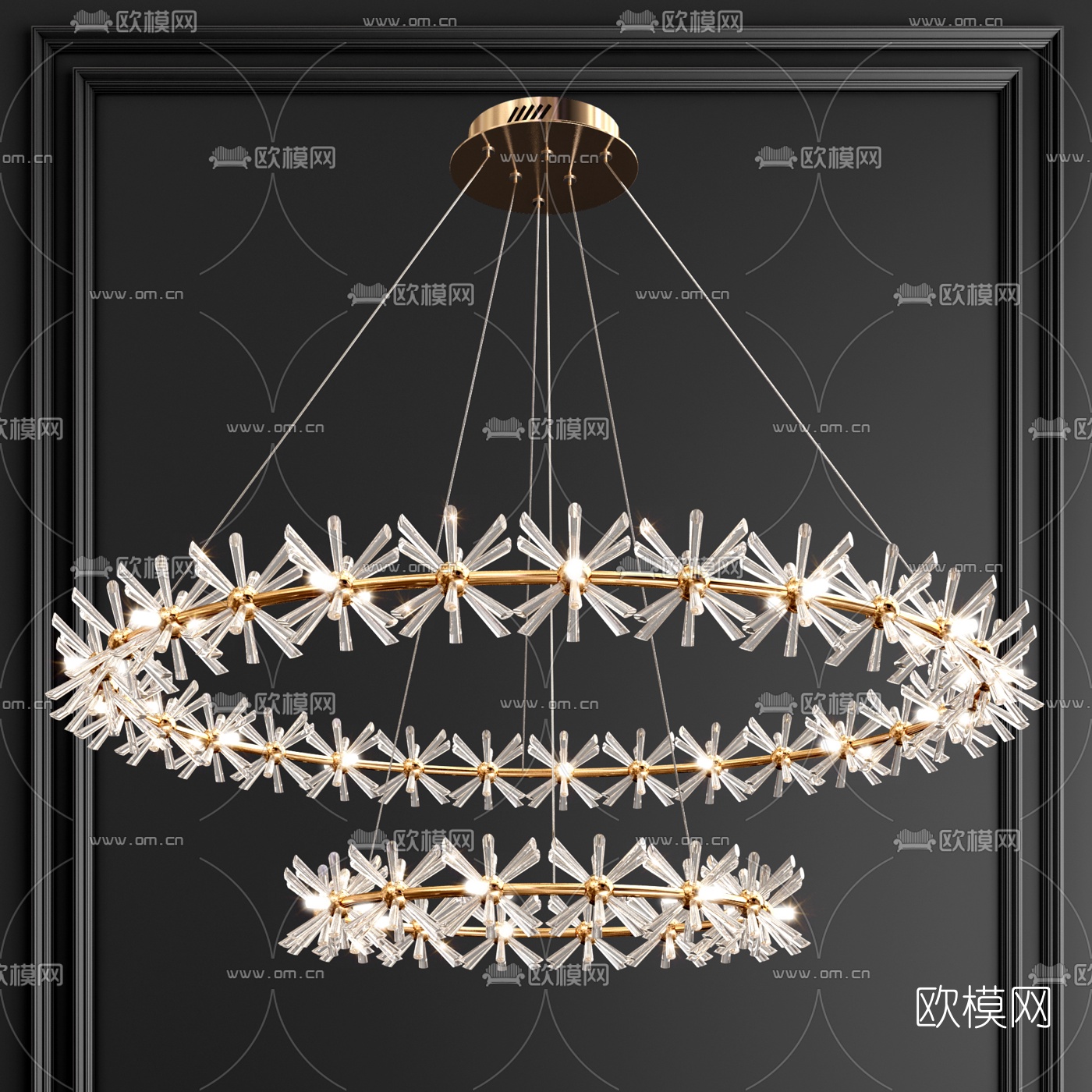 现代环形双层水晶吊灯3d模型下载