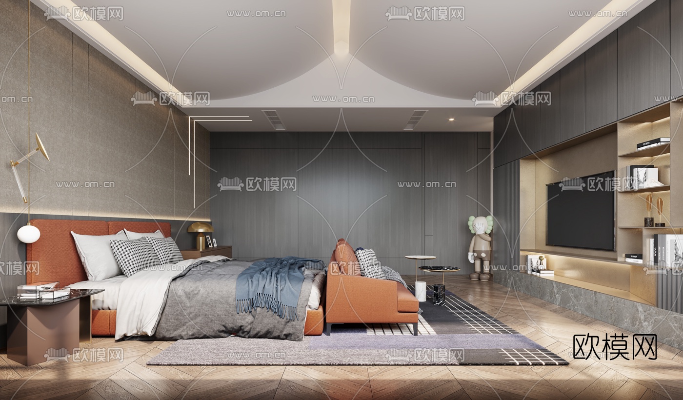 后现代卧室主人房3d模型
