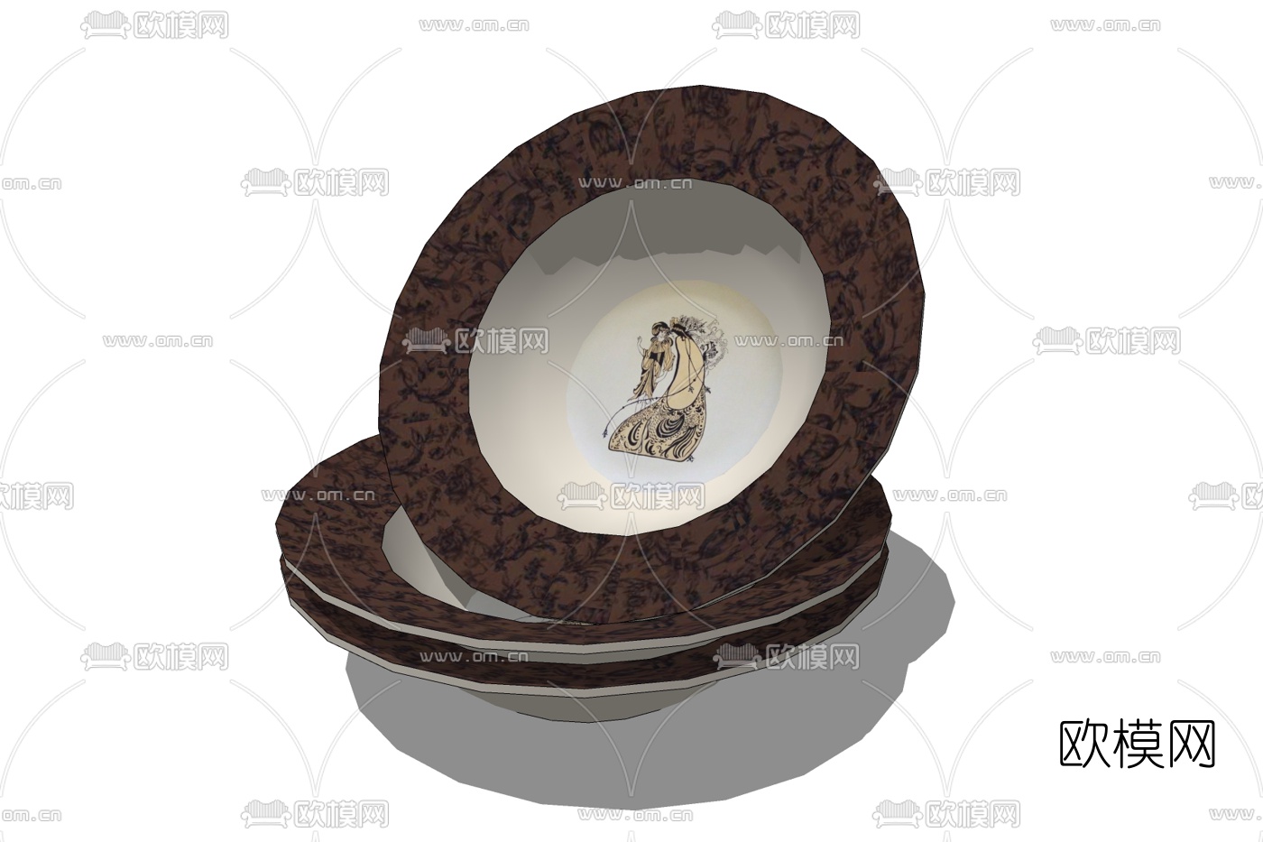 新中式瓷盘免费su模型下载