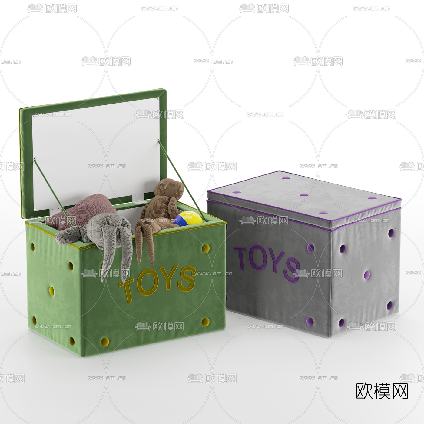 现代儿童玩具玩具箱3d模型下载（渲染图1）