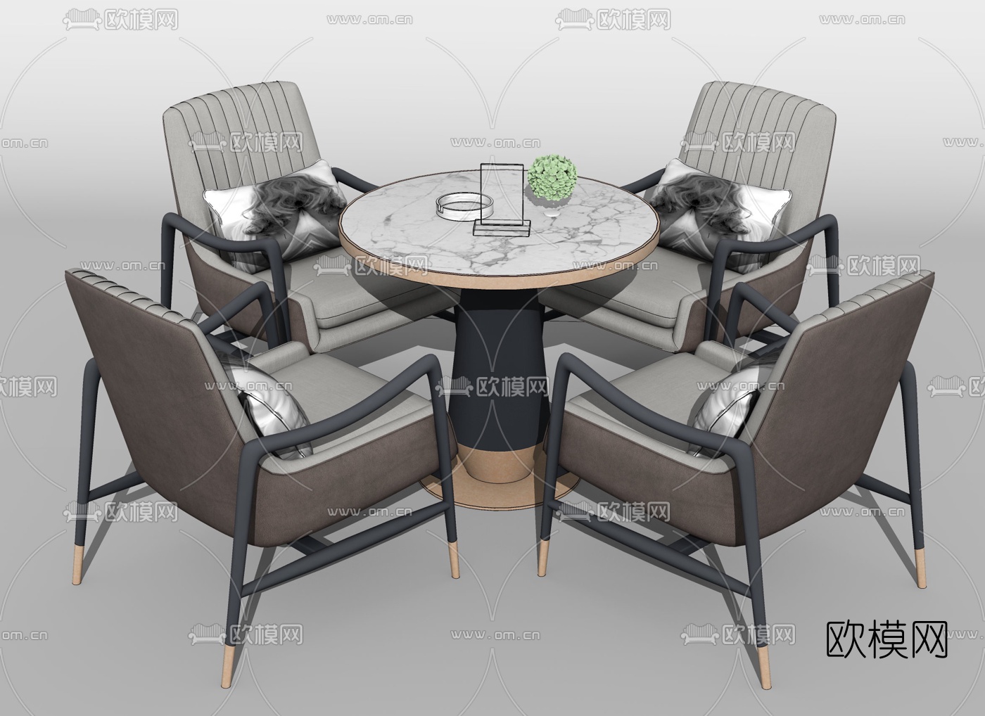 现代轻奢休闲桌椅su模型下载（渲染图2）