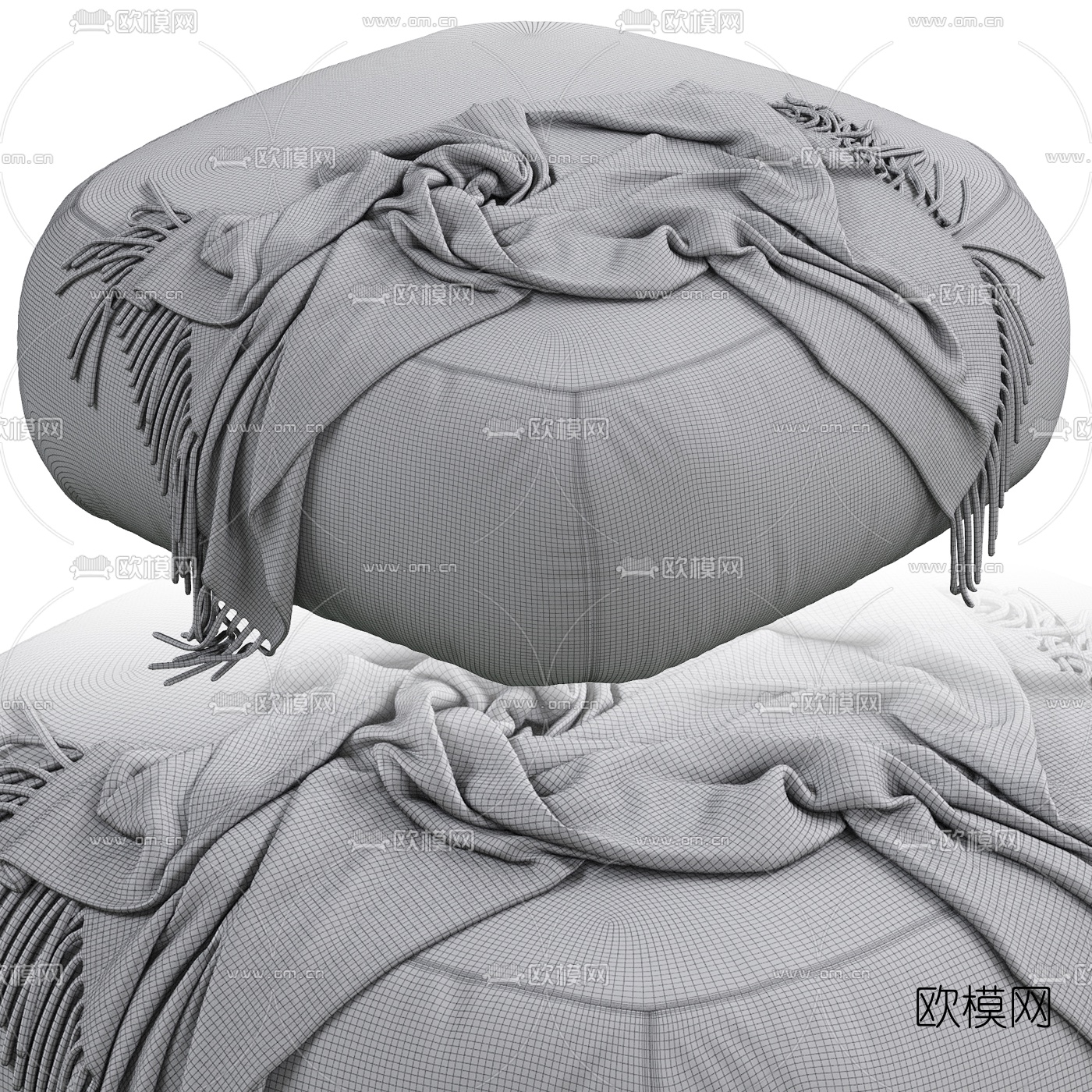现代布艺脚踏3d模型