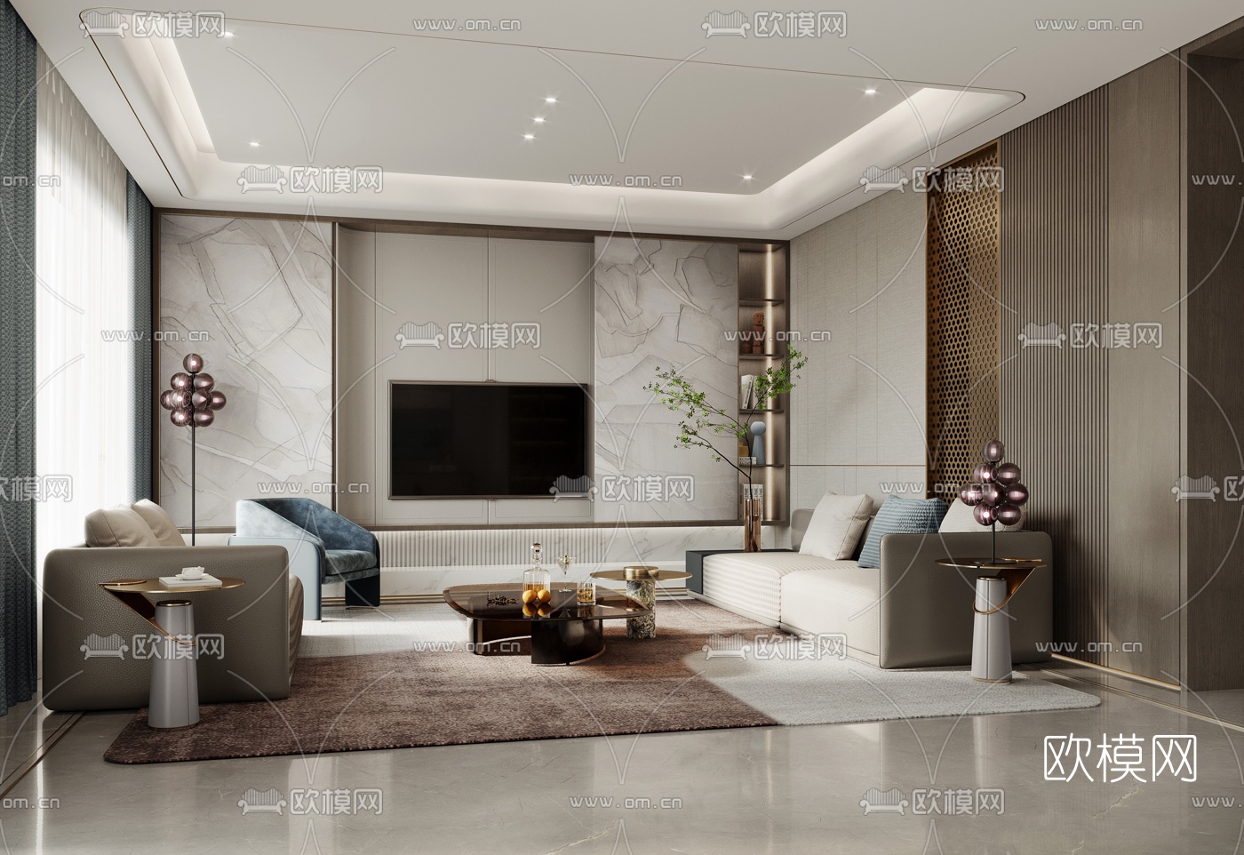 现代简约客厅3d模型