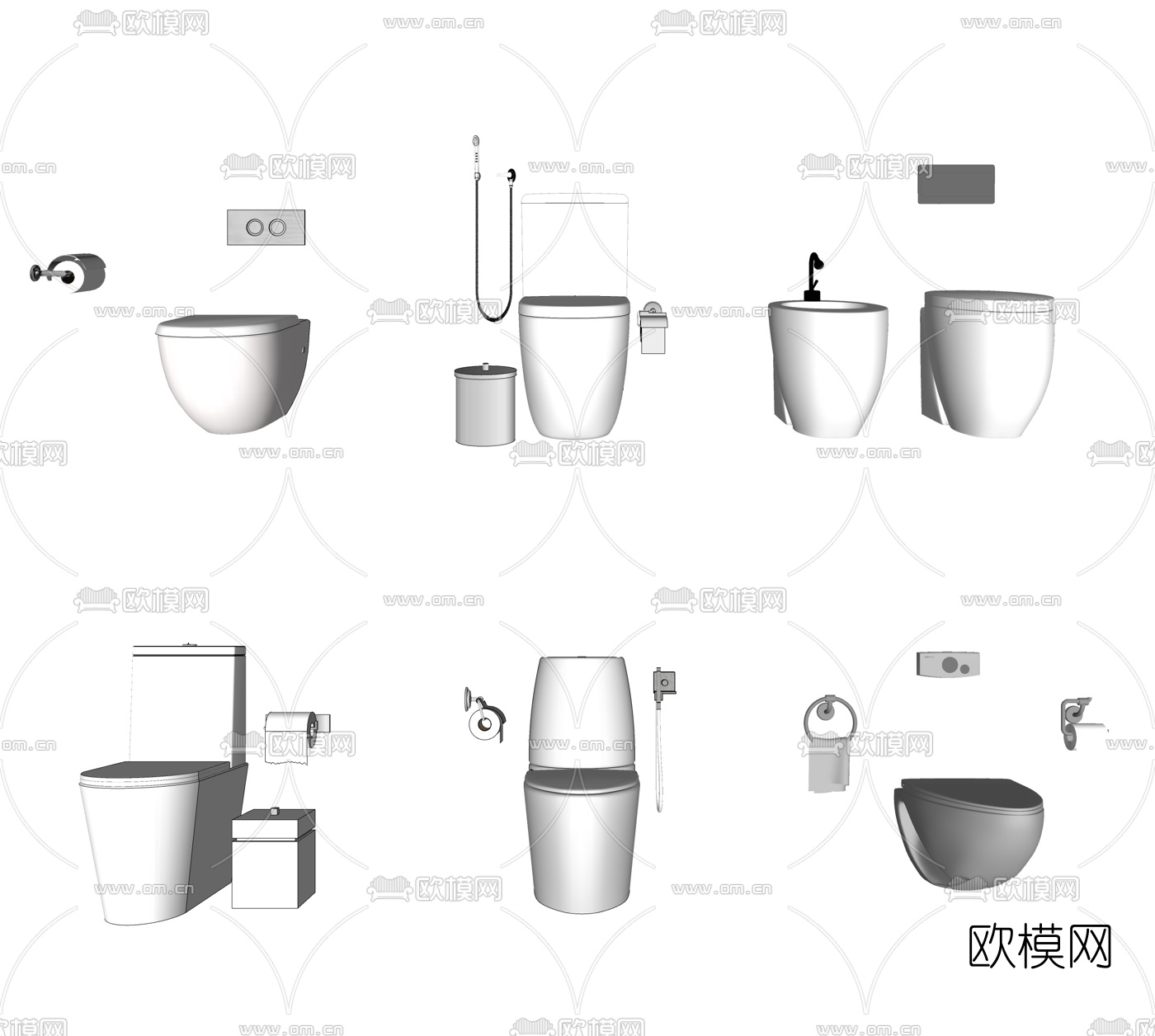 现代陶瓷马桶su模型下载
