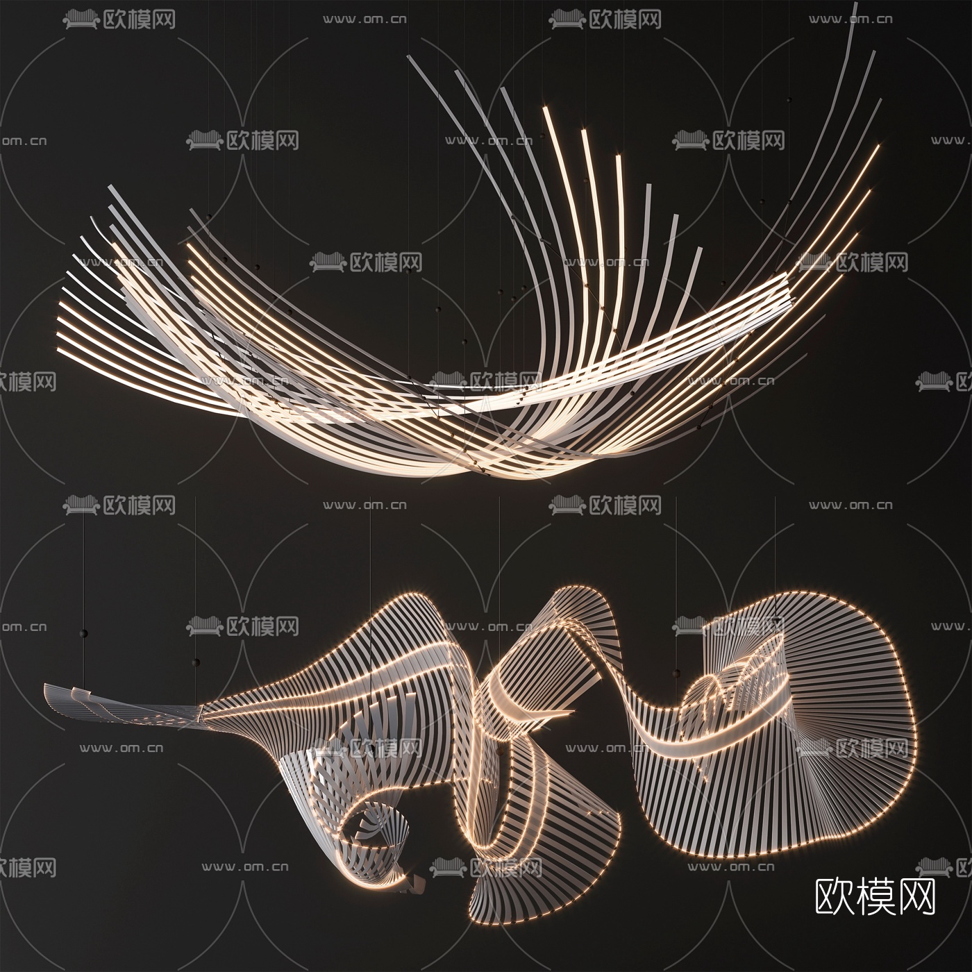 现代艺术装饰吊灯3d模型