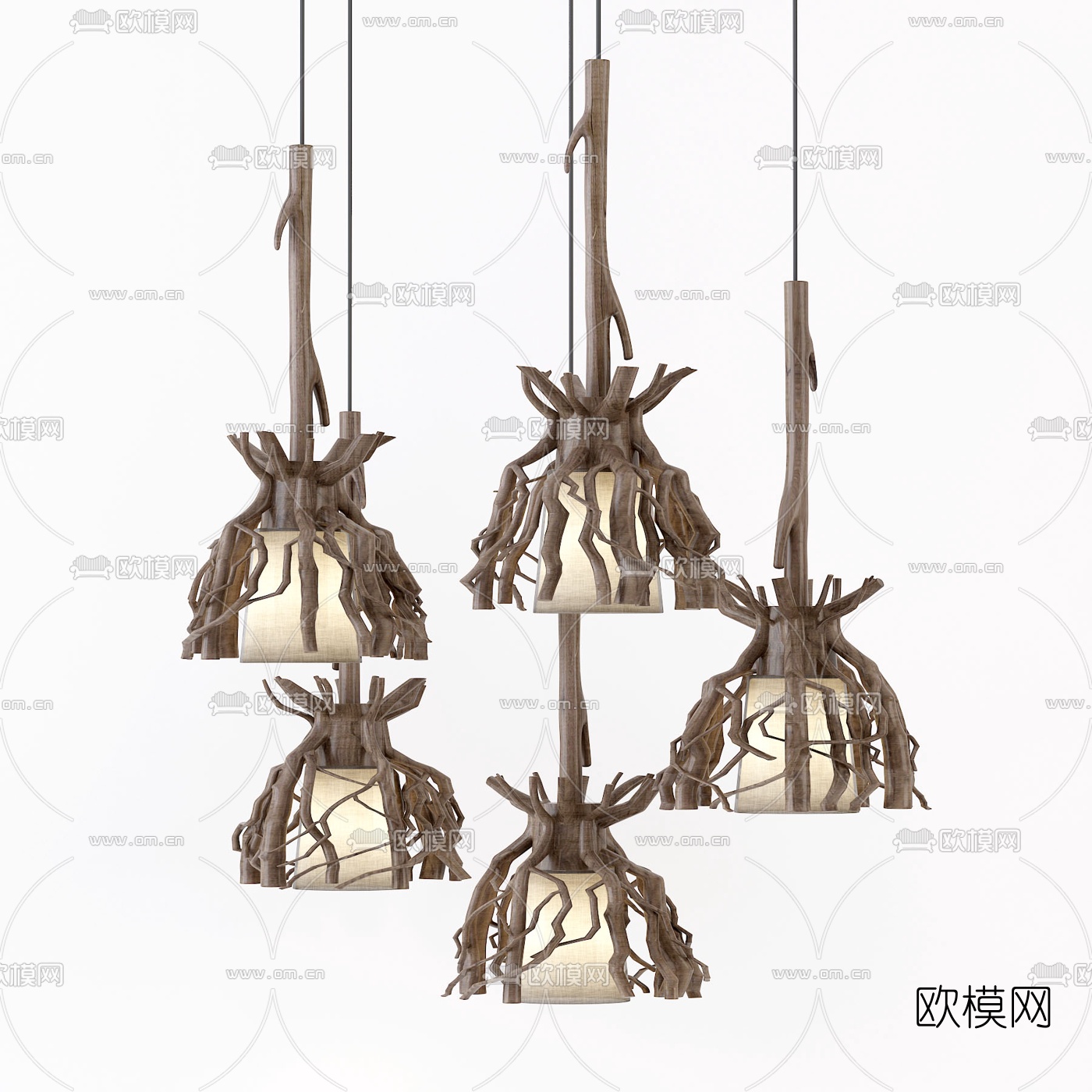 东南亚树根吊灯3d模型