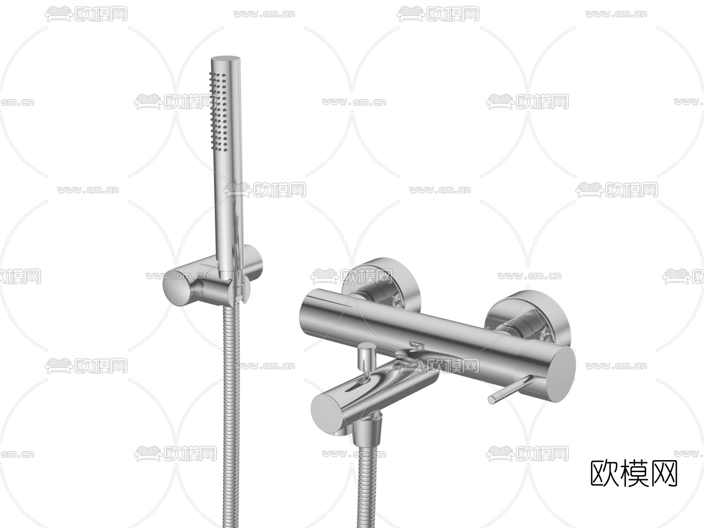 现代淋浴水龙头花洒3d模型下载（渲染图1）