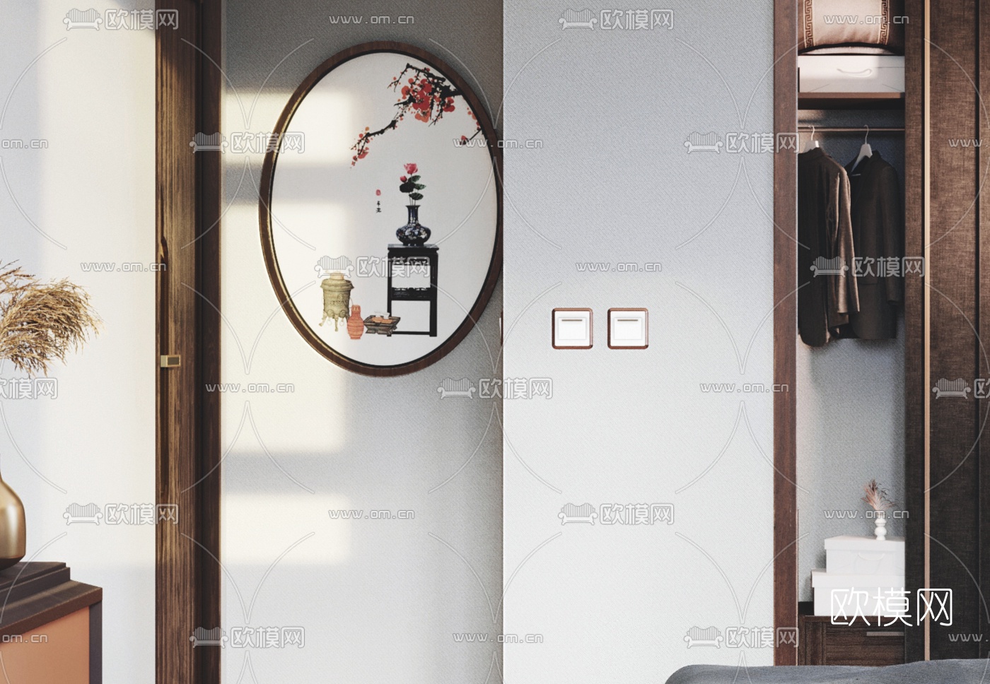 新中式主人房卧室3d模型下载（渲染图4）