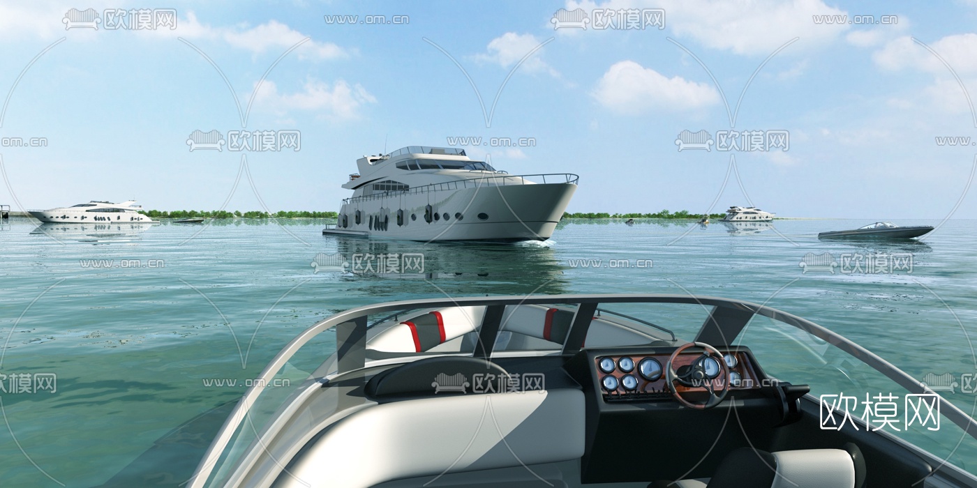 现代游轮湿地公园景观3d模型