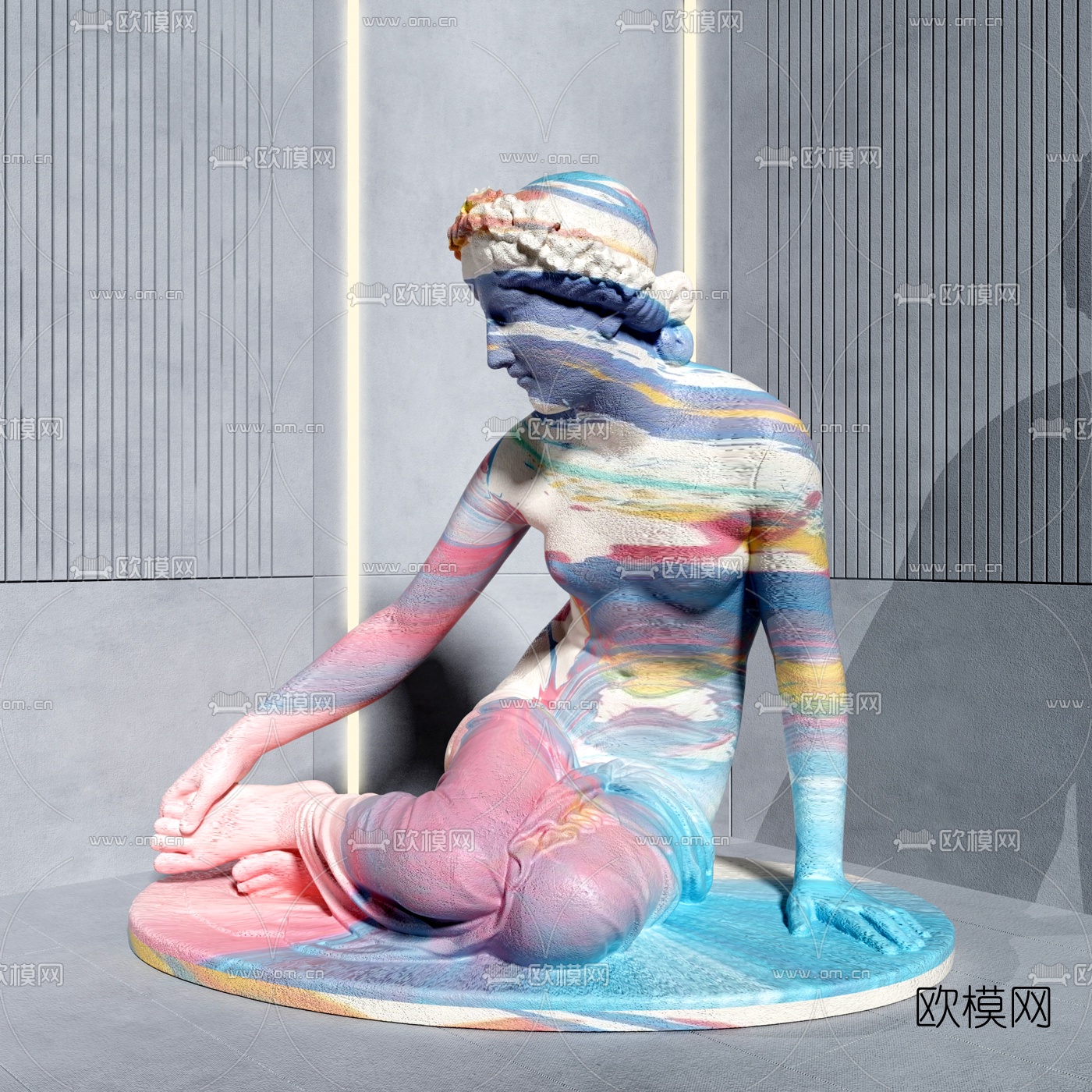 简欧女性人物雕塑3d模型