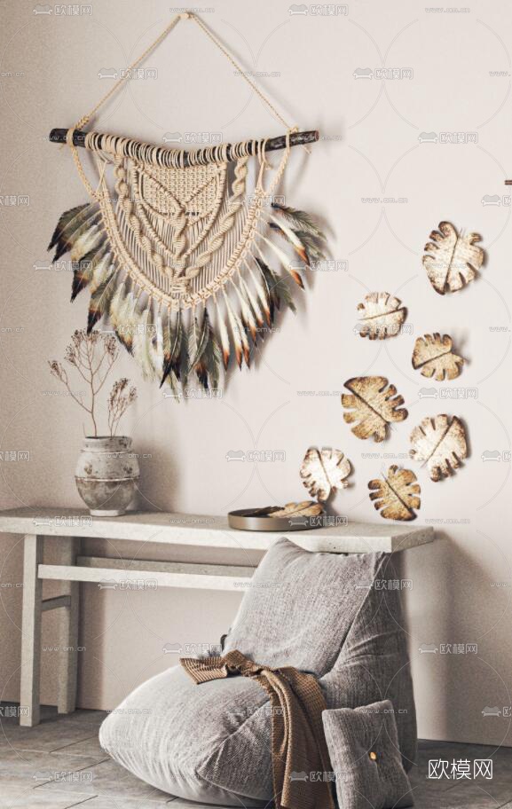 东南亚布艺懒人沙发3d模型下载（渲染图3）