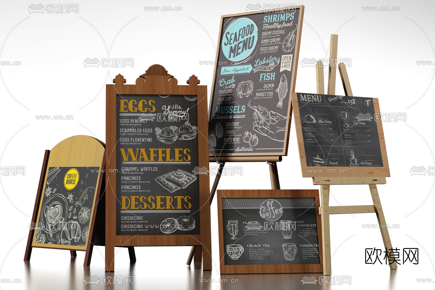 现代黑板画板3d模型下载