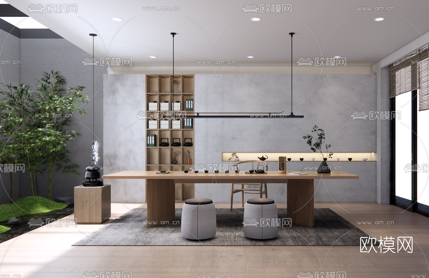 新中式茶室su模型