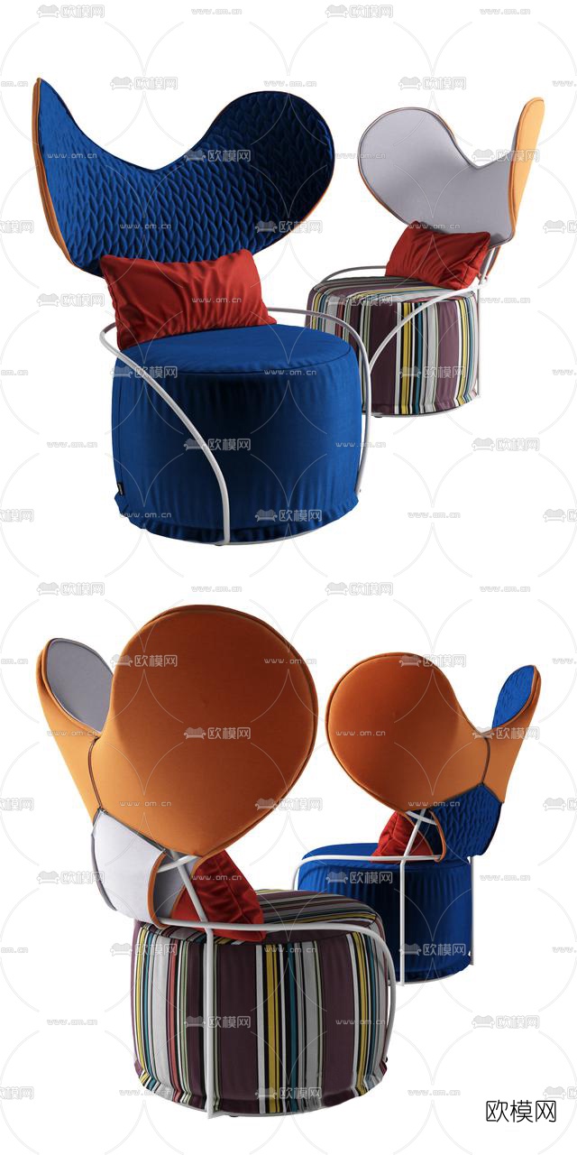 后现代布艺休闲沙发3d模型下载