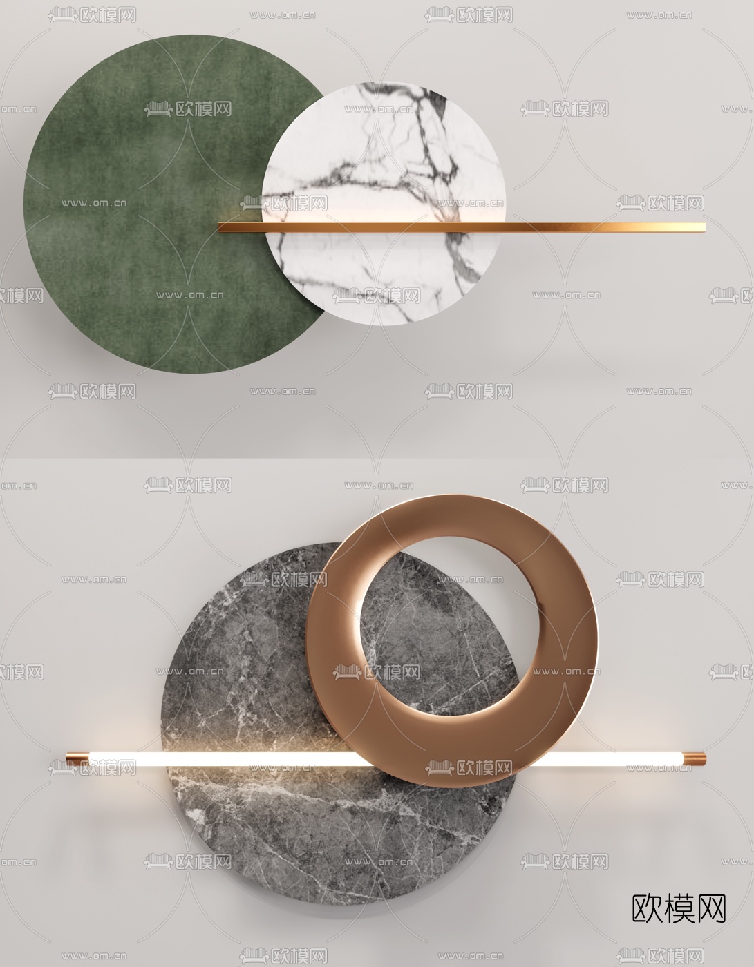 现代轻奢墙饰挂件su模型下载（渲染图1）