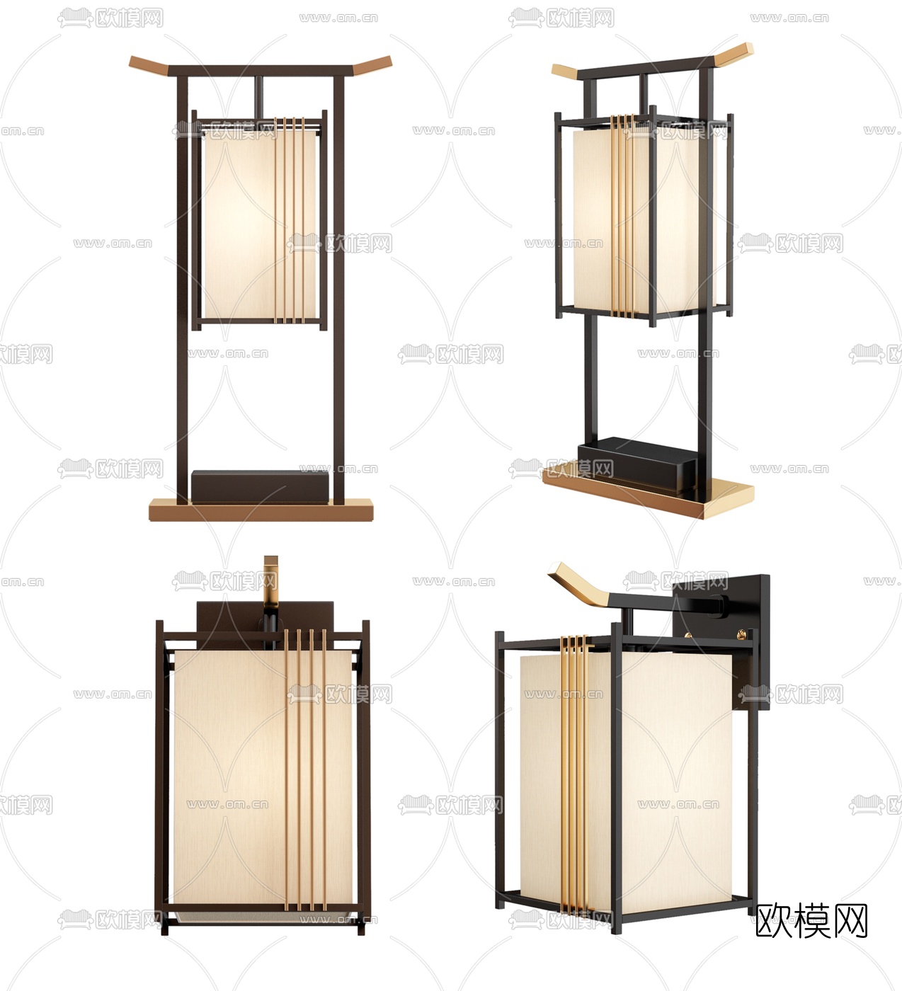 新中式壁灯台灯3d模型