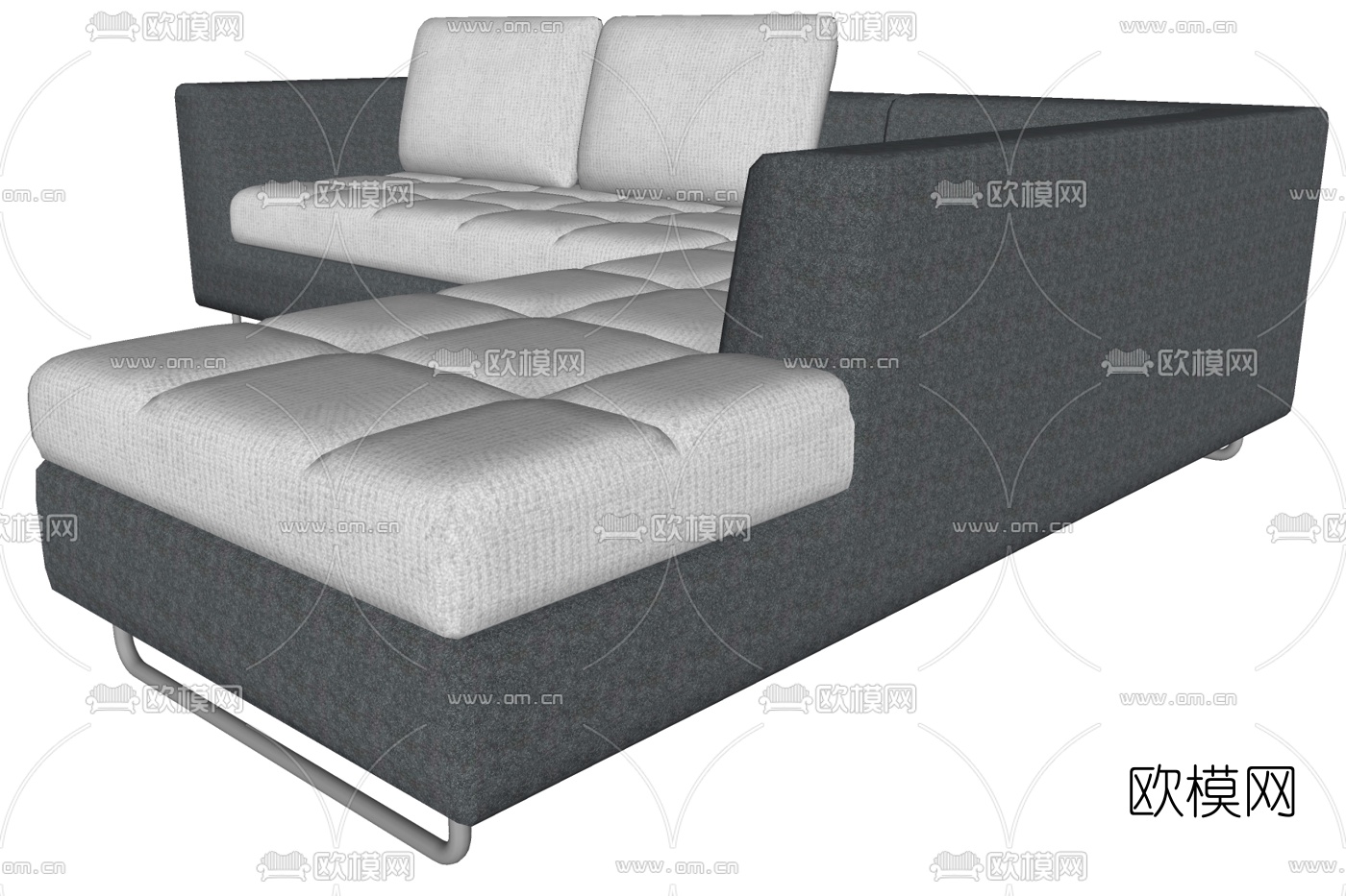 现代布艺多人沙发免费su模型下载