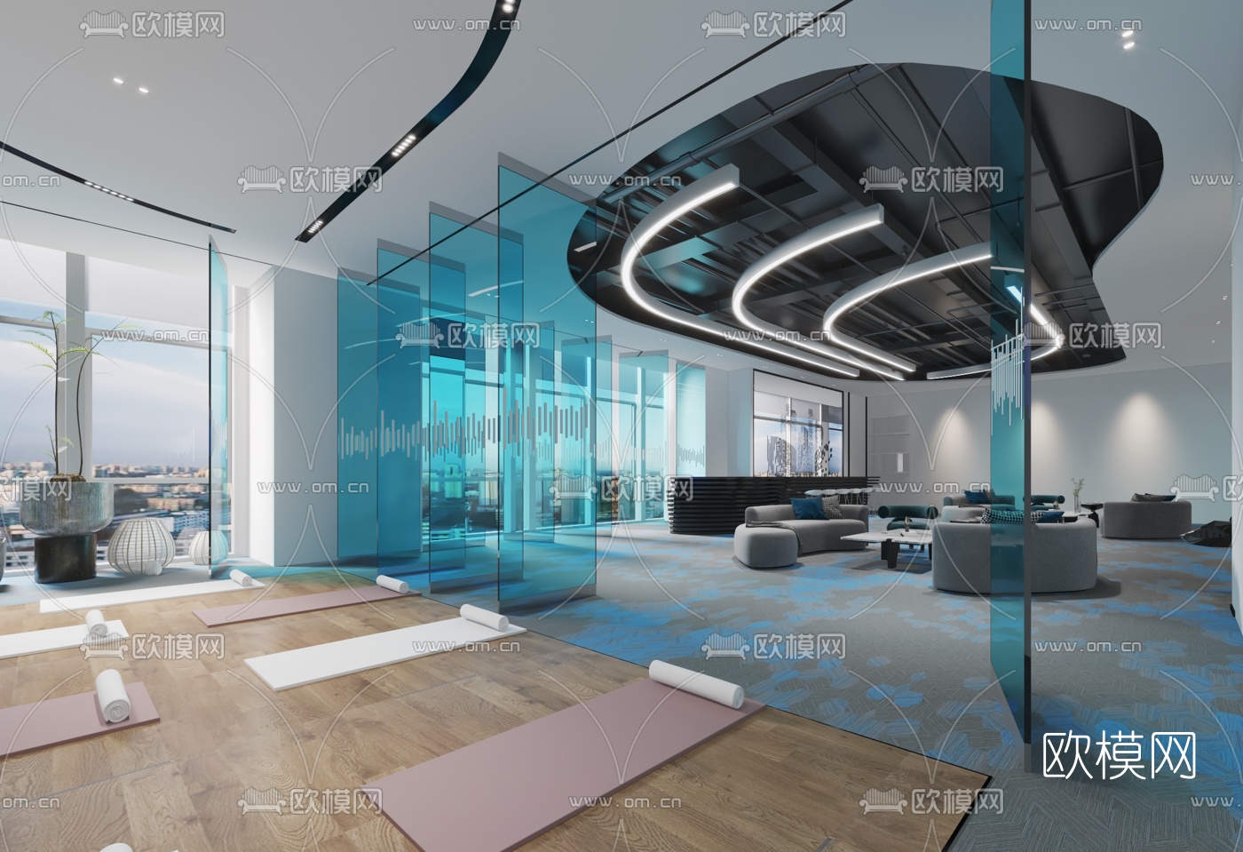 现代办公室休息区3d模型