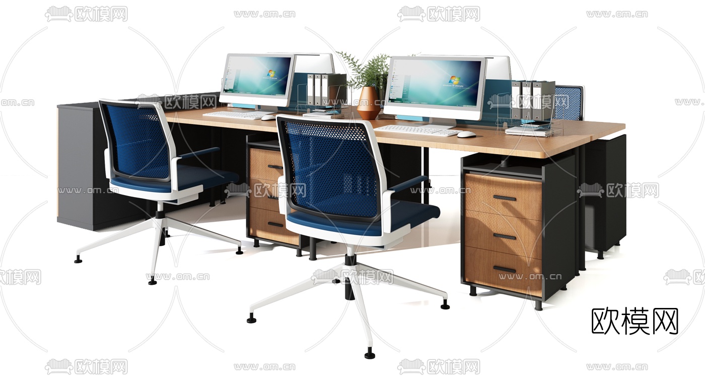 现代办公桌卡位3d模型