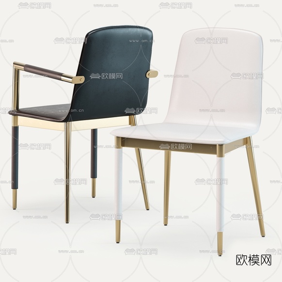 现代圆形餐桌椅3d模型下载(渲染图2)