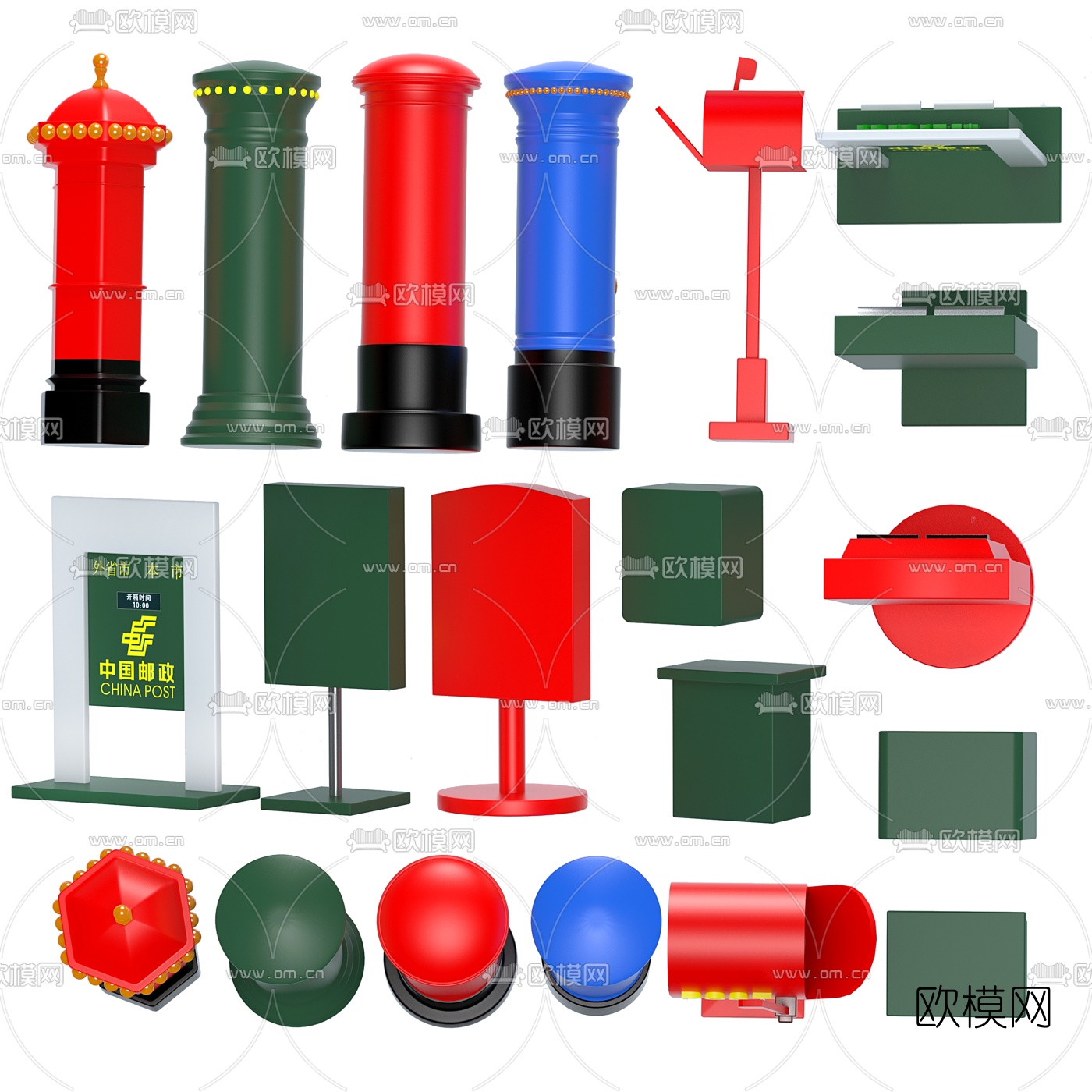 现代邮箱信箱吊灯组合3d模型下载（渲染图3）