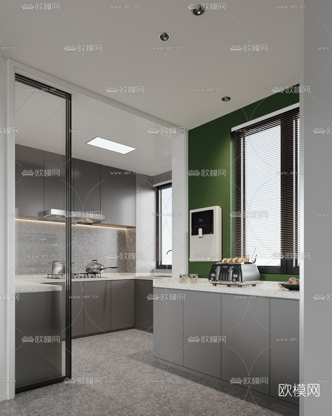 现代客厅餐厅3d模型