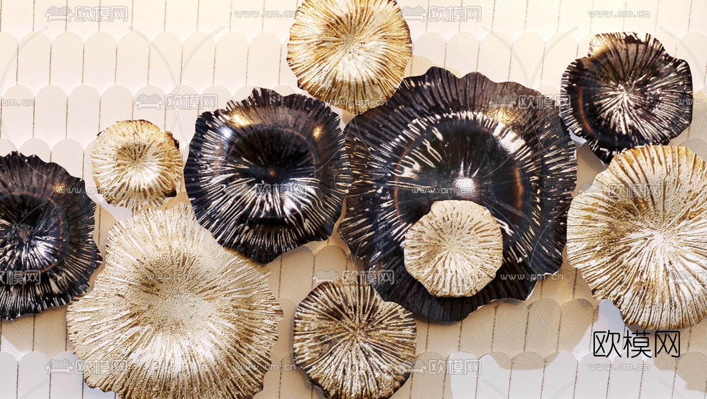 现代金属花卉挂件3d模型下载（渲染图5）