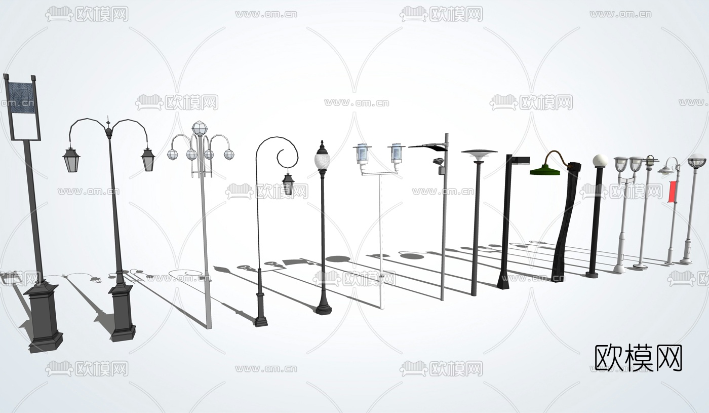 欧式户外路灯su模型下载（渲染图1）