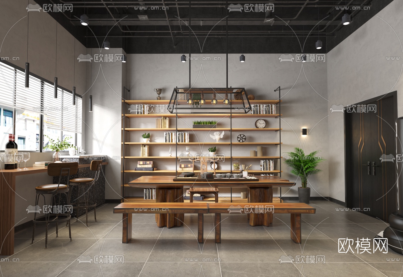 工业风总经理办公室3d模型下载（渲染图1）