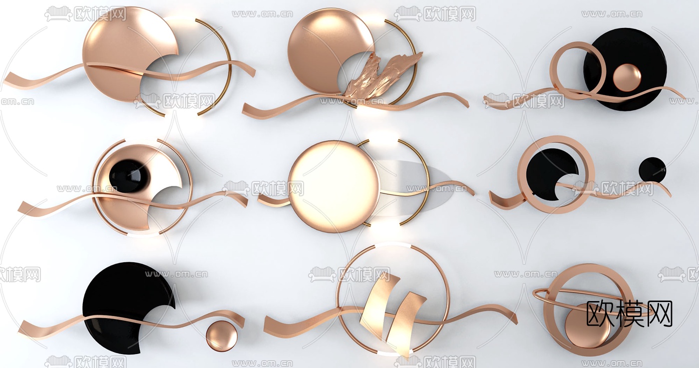 现代金属墙饰挂件3d模型下载