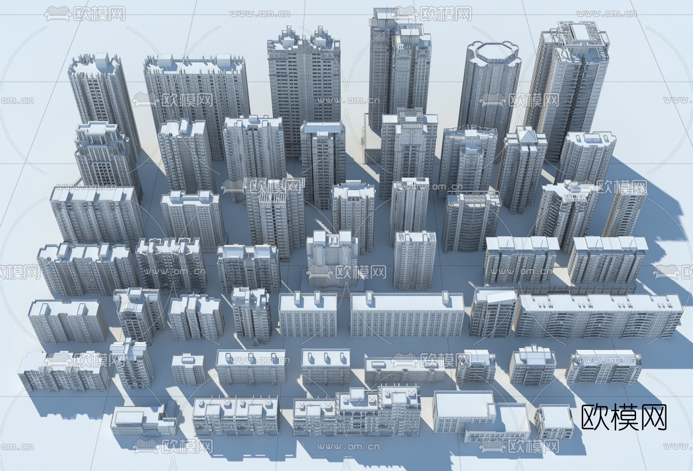 现代高楼建筑构件3d模型下载（渲染图3）