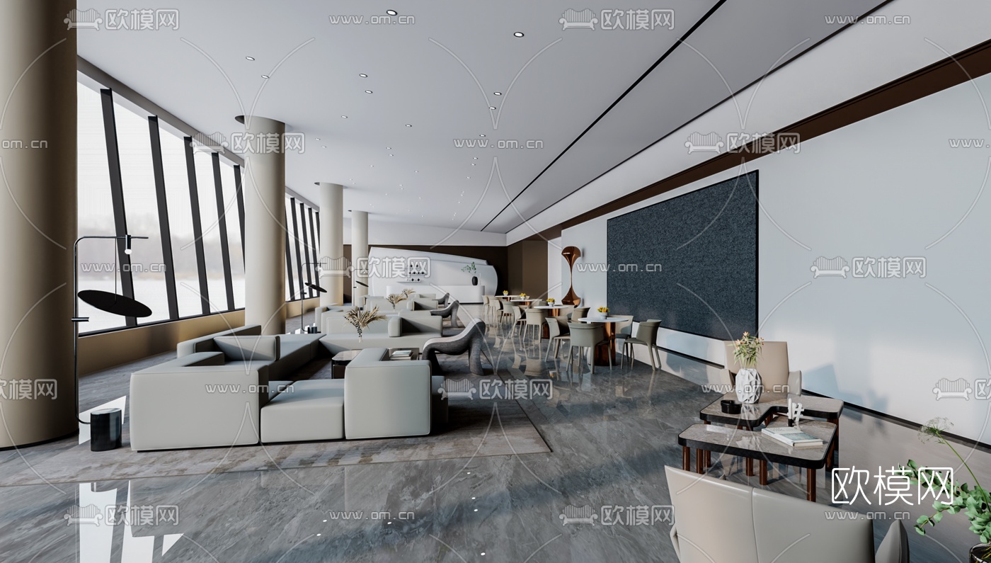 现代售楼处洽谈区su模型-免费3dmax模型库-欧模网