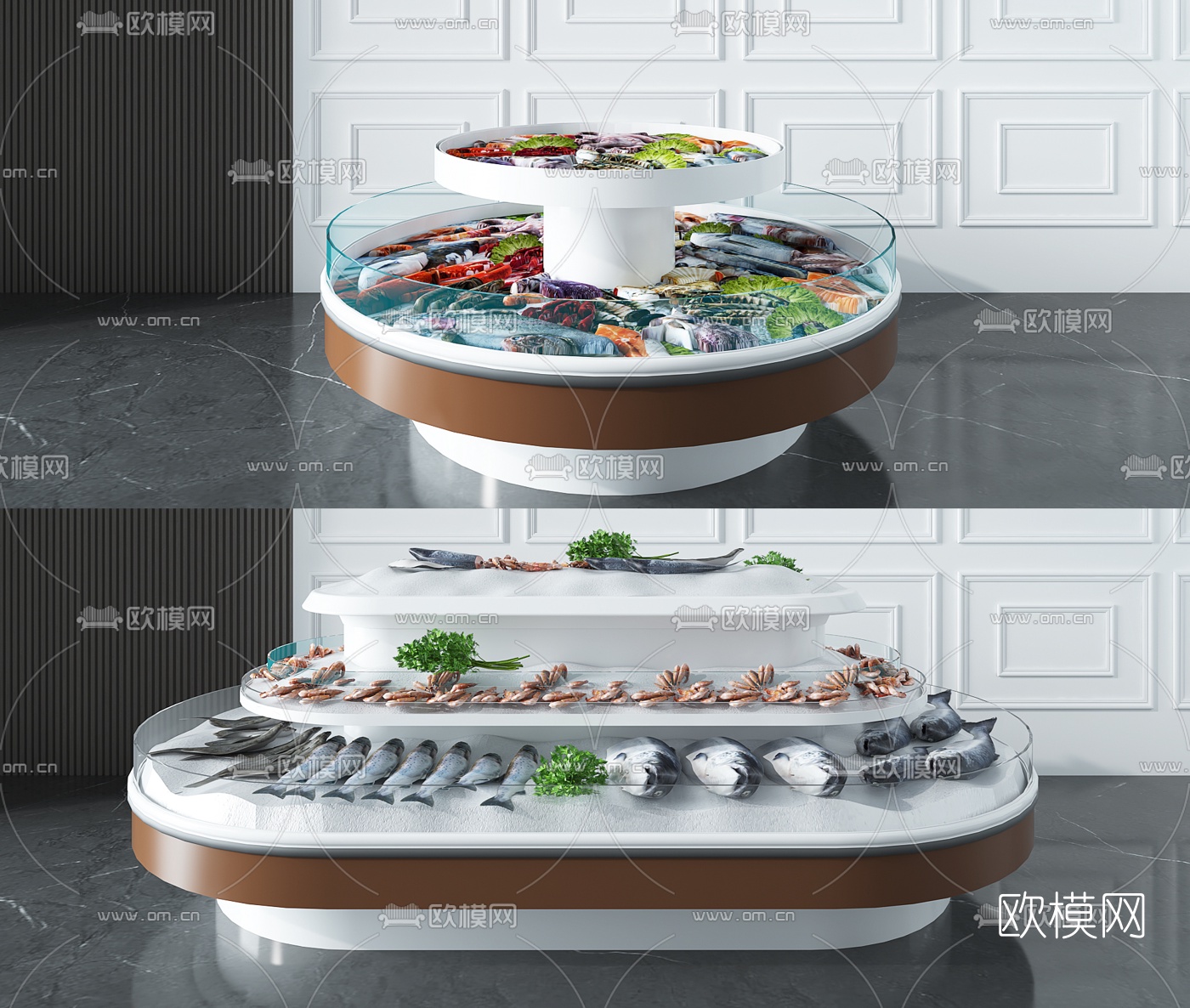 现代超市海鲜展柜冰柜3d模型
