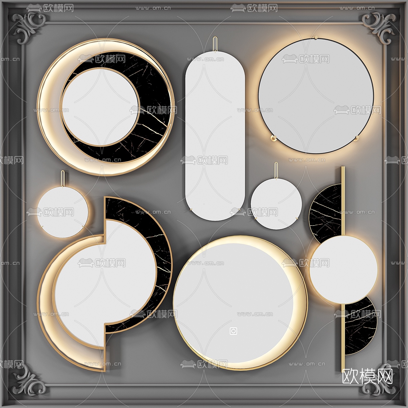 现代创意镜子3d模型下载