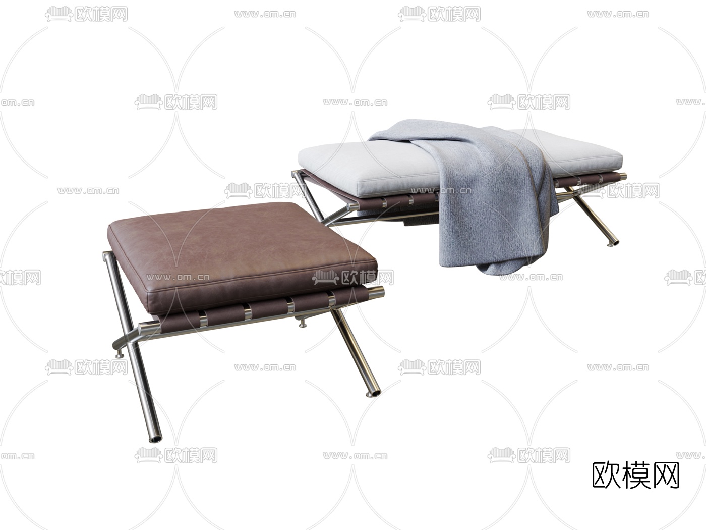 现代皮革凳子换鞋凳3d模型下载