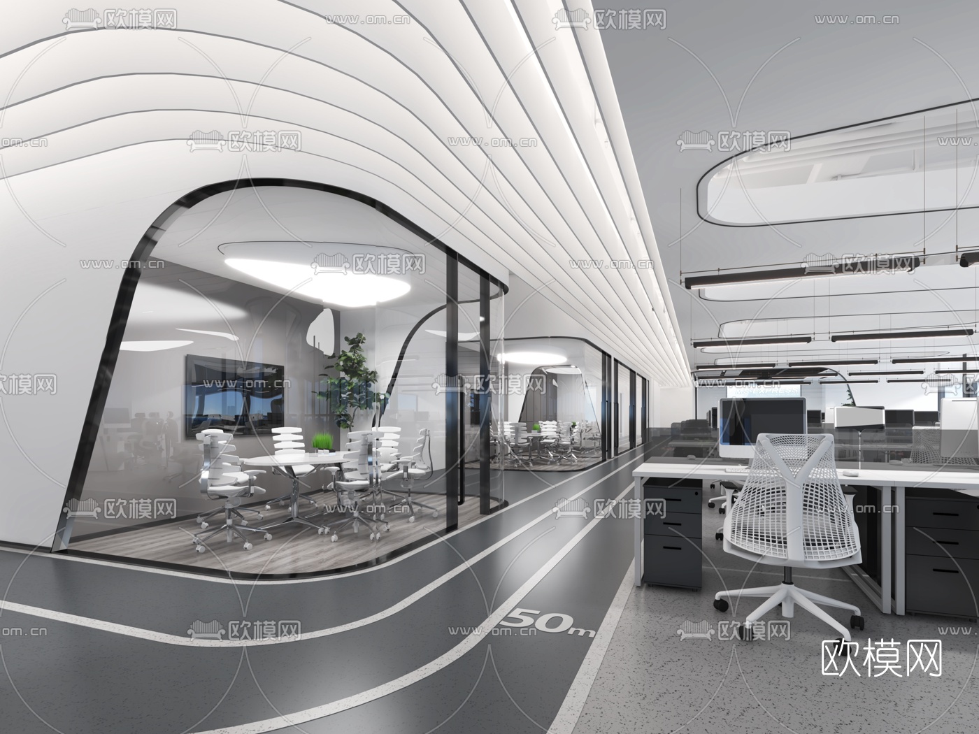 后现代简约办公室3d模型下载（渲染图9）