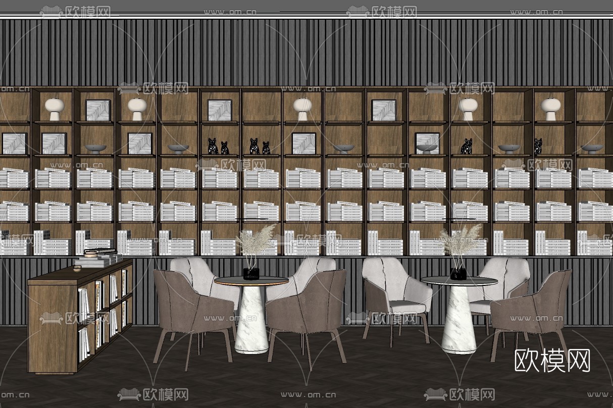 现代书店图书馆su模型