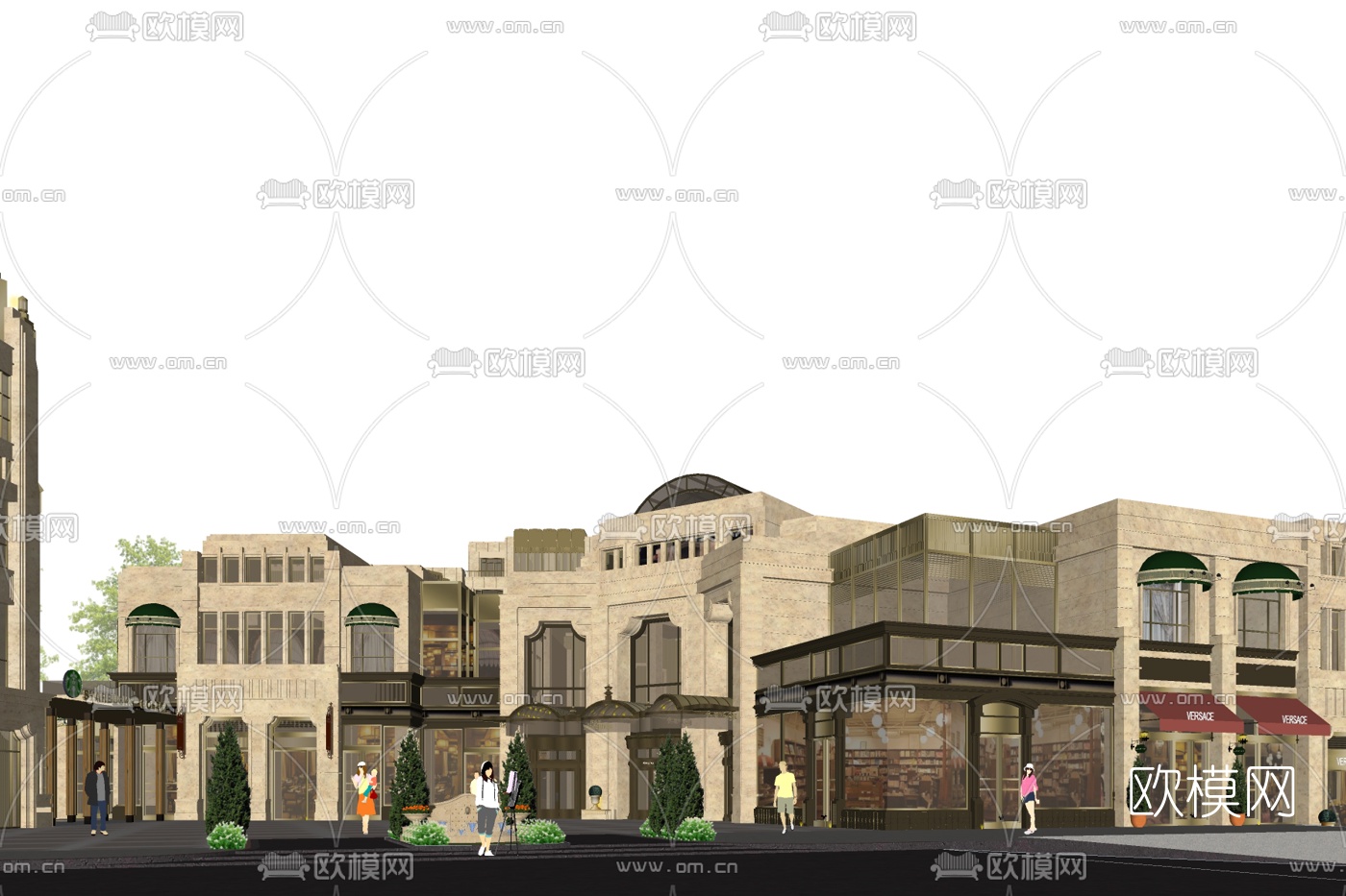 欧式沿街商业建筑su模型下载