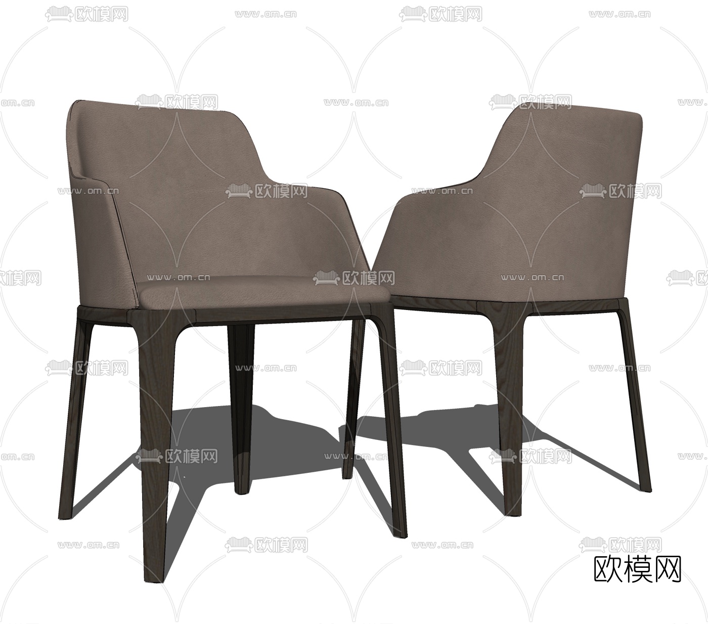 现代皮革休闲椅su模型下载（渲染图2）