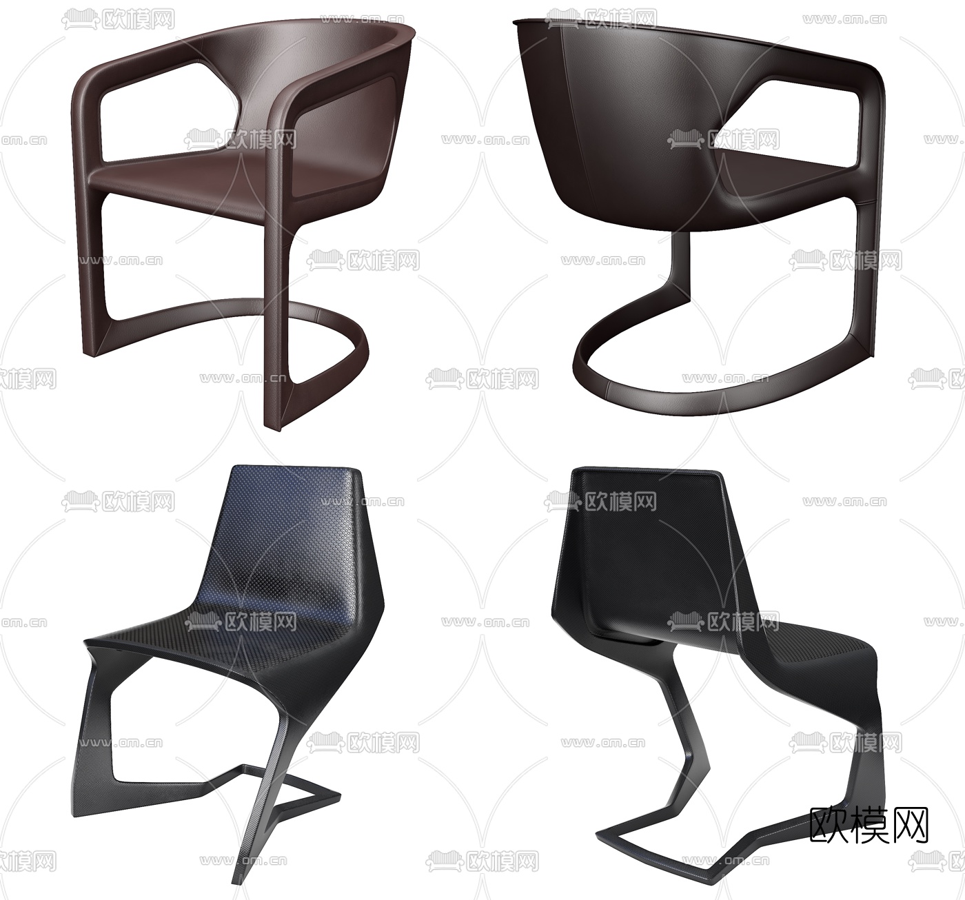 后现代靠背休闲椅3d模型